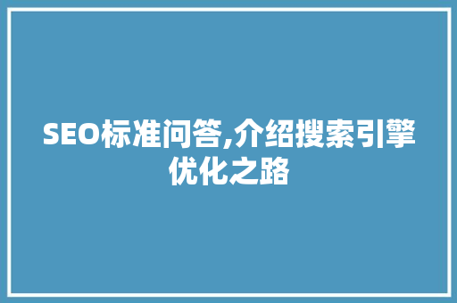 SEO标准问答,介绍搜索引擎优化之路 百度SEO