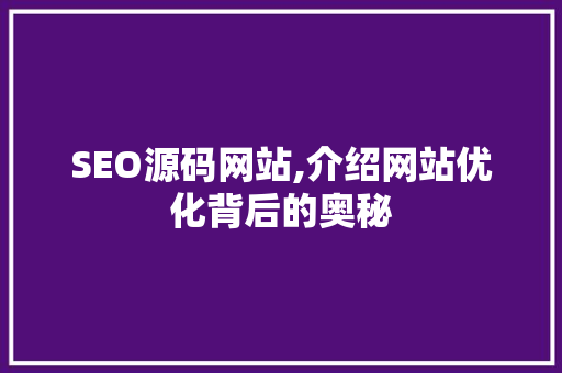 SEO源码网站,介绍网站优化背后的奥秘