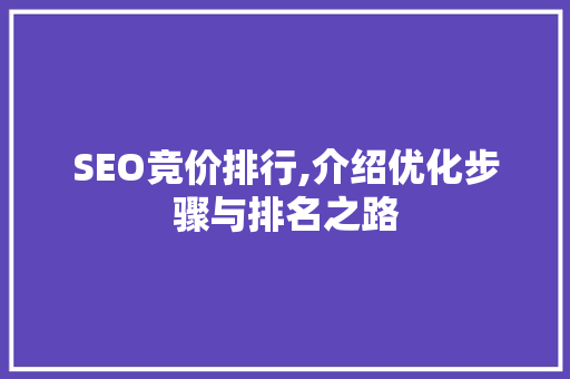 SEO竞价排行,介绍优化步骤与排名之路 百度SEO