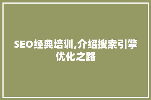 SEO经典培训,介绍搜索引擎优化之路