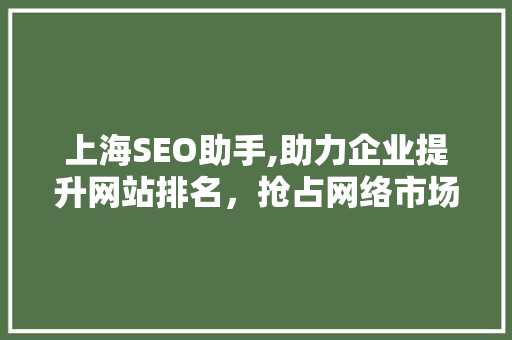 上海SEO助手,助力企业提升网站排名，抢占网络市场先机 GoogleSEO