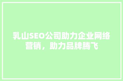 乳山SEO公司助力企业网络营销，助力品牌腾飞