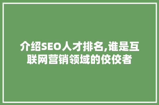 介绍SEO人才排名,谁是互联网营销领域的佼佼者