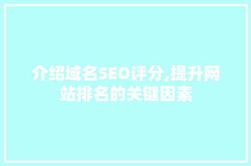 介绍域名SEO评分,提升网站排名的关键因素