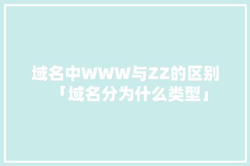 域名中WWW与ZZ的区别「域名分为什么类型」