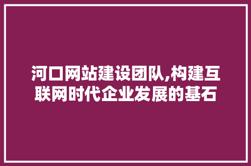 河口网站建设团队,构建互联网时代企业发展的基石