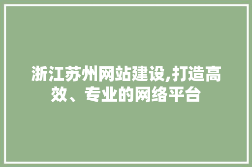 浙江苏州网站建设,打造高效、专业的网络平台