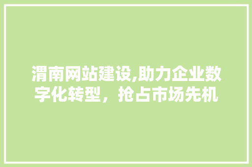 渭南网站建设,助力企业数字化转型，抢占市场先机 神马SEO
