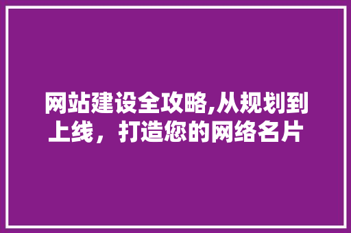 网站建设全攻略,从规划到上线，打造您的网络名片