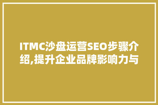 ITMC沙盘运营SEO步骤介绍,提升企业品牌影响力与市场竞争力 百度SEO