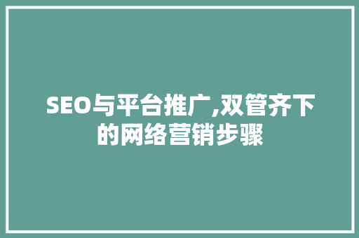 SEO与平台推广,双管齐下的网络营销步骤 GoogleSEO