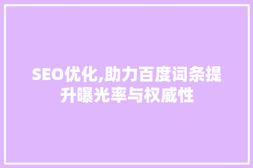 SEO优化,助力百度词条提升曝光率与权威性 百度SEO