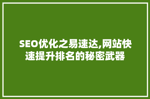 SEO优化之易速达,网站快速提升排名的秘密武器