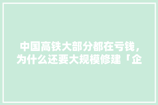 中国高铁大部分都在亏钱，为什么还要大规模修建「企业为什么要搭建网站呢」