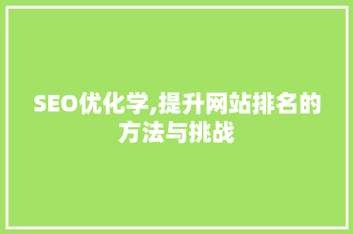 SEO优化学,提升网站排名的方法与挑战 GoogleSEO