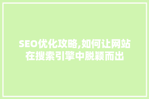 SEO优化攻略,如何让网站在搜索引擎中脱颖而出
