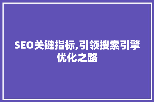 SEO关键指标,引领搜索引擎优化之路 百度SEO