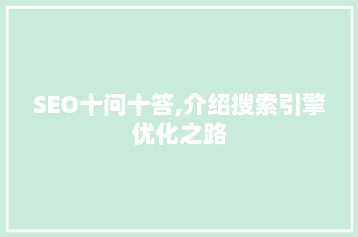 SEO十问十答,介绍搜索引擎优化之路