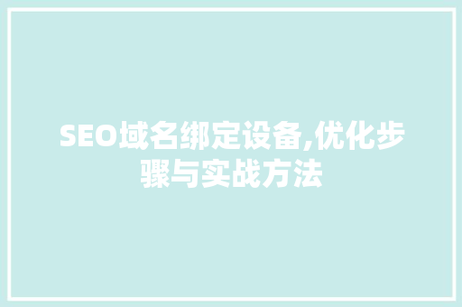 SEO域名绑定设备,优化步骤与实战方法