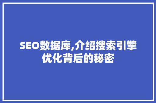 SEO数据库,介绍搜索引擎优化背后的秘密