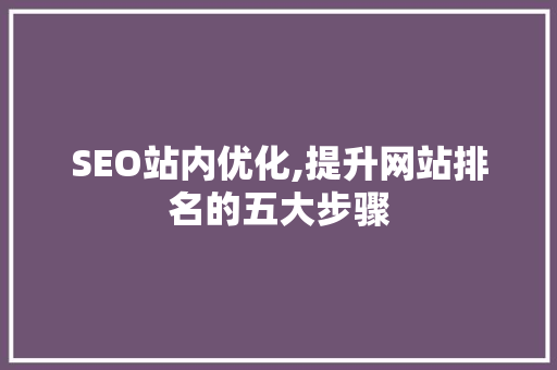 SEO站内优化,提升网站排名的五大步骤 GoogleSEO