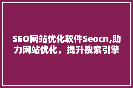 SEO网站优化软件Seocn,助力网站优化，提升搜索引擎排名 GoogleSEO