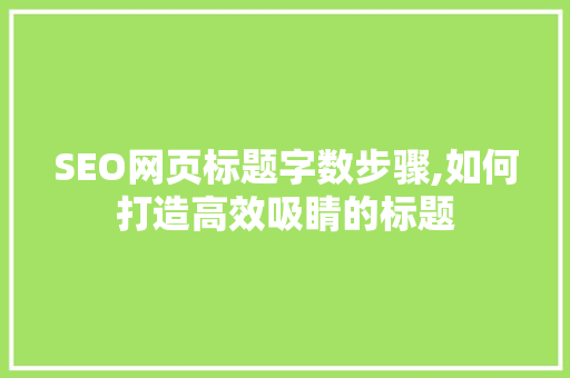 SEO网页标题字数步骤,如何打造高效吸睛的标题