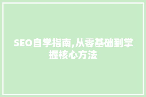 SEO自学指南,从零基础到掌握核心方法 GoogleSEO
