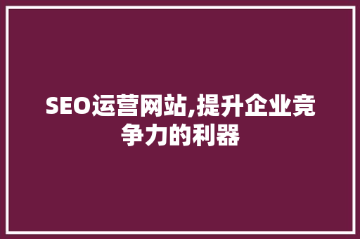 SEO运营网站,提升企业竞争力的利器 GoogleSEO