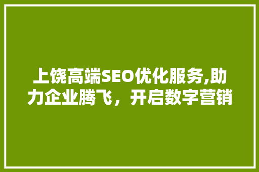 上饶高端SEO优化服务,助力企业腾飞，开启数字营销新篇章