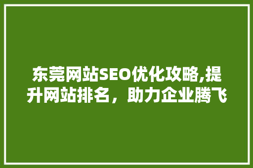 东莞网站SEO优化攻略,提升网站排名，助力企业腾飞
