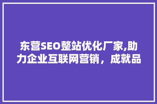 东营SEO整站优化厂家,助力企业互联网营销，成就品牌辉煌