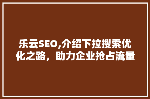 乐云SEO,介绍下拉搜索优化之路，助力企业抢占流量红利 必应SEO