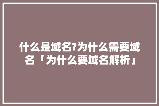 什么是域名?为什么需要域名「为什么要域名解析」 什么是域名?为什么需要域名「为什么要域名解析」 搜狗SEO