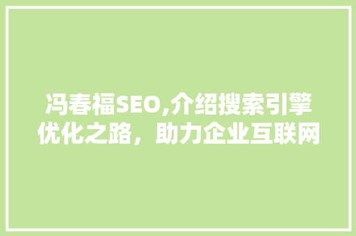 冯春福SEO,介绍搜索引擎优化之路，助力企业互联网营销腾飞 神马SEO