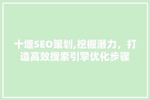 十堰SEO策划,挖掘潜力，打造高效搜索引擎优化步骤 神马SEO
