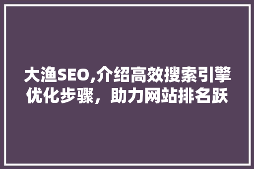 大渔SEO,介绍高效搜索引擎优化步骤，助力网站排名跃升