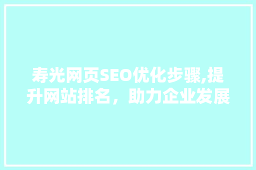 寿光网页SEO优化步骤,提升网站排名，助力企业发展
