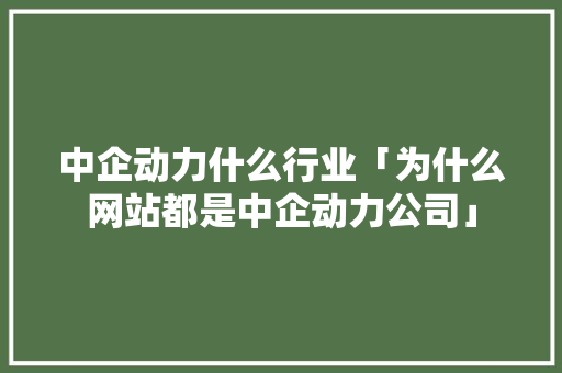 中企动力什么行业「为什么网站都是中企动力公司」
