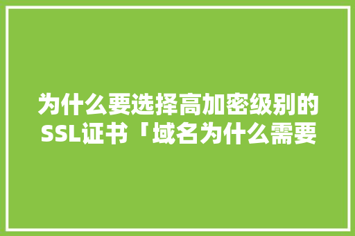 为什么要选择高加密级别的SSL证书「域名为什么需要证书认证」 为什么要选择高加密级别的SSL证书「域名为什么需要证书认证」 必应SEO