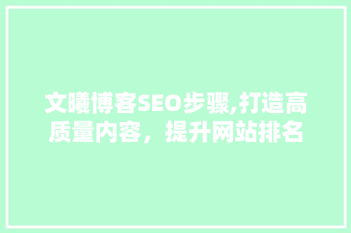 文曦博客SEO步骤,打造高质量内容，提升网站排名