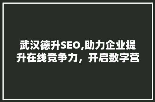武汉德升SEO,助力企业提升在线竞争力，开启数字营销新篇章 必应SEO