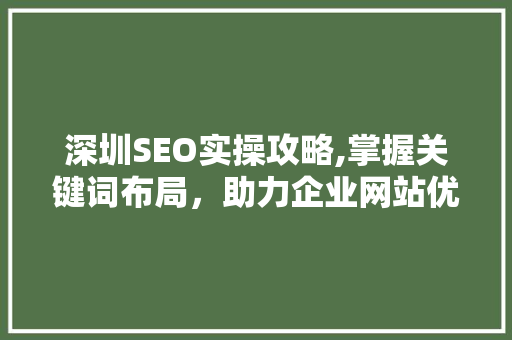 深圳SEO实操攻略,掌握关键词布局，助力企业网站优化