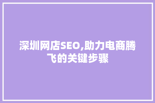 深圳网店SEO,助力电商腾飞的关键步骤