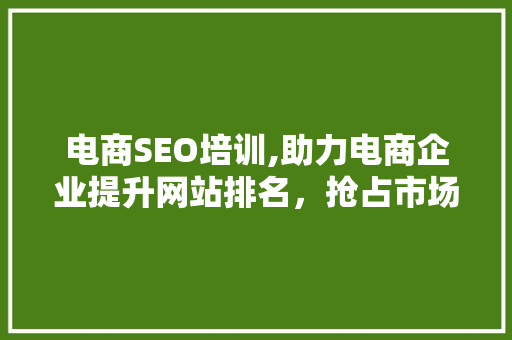 电商SEO培训,助力电商企业提升网站排名，抢占市场先机 搜狗SEO