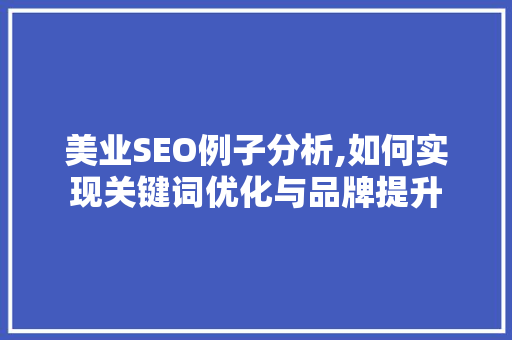 美业SEO例子分析,如何实现关键词优化与品牌提升 神马SEO