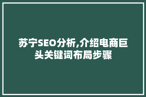 苏宁SEO分析,介绍电商巨头关键词布局步骤 必应SEO