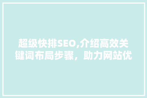 超级快排SEO,介绍高效关键词布局步骤，助力网站优化跃升