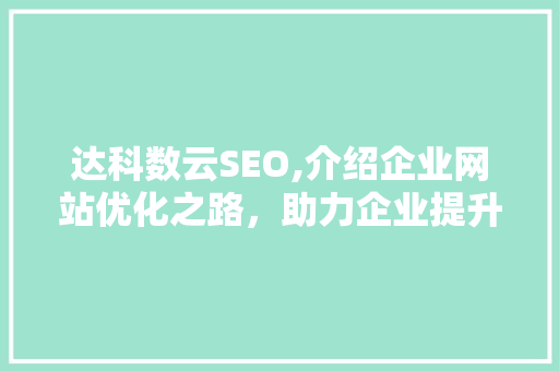 达科数云SEO,介绍企业网站优化之路，助力企业提升网络竞争力 必应SEO