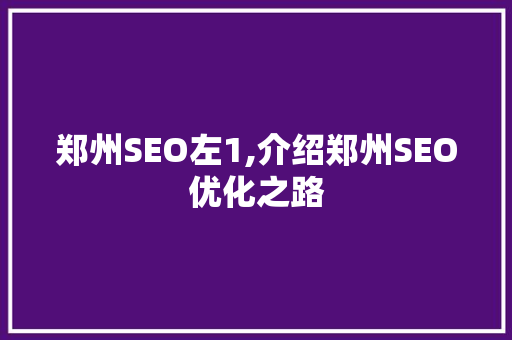 郑州SEO左1,介绍郑州SEO优化之路 百度SEO